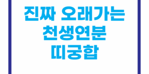 진짜 오래가는 천생연분 띠궁합