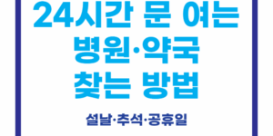 설날 추석 공휴일 문 여는 병원 약국