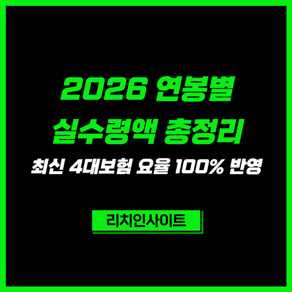 2026 연봉별 실수령액 총정리