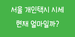 서울 개인택시 시세, 현재 얼마일까?